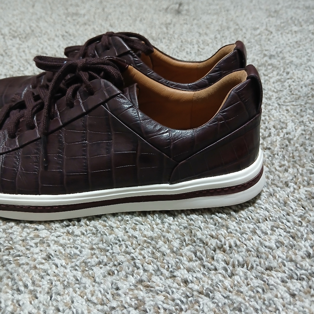Clarks Women's Derby‎ Brown Low-Top Leather Tennis Shoes Sneaekrs  9 - Picture 4 of 14